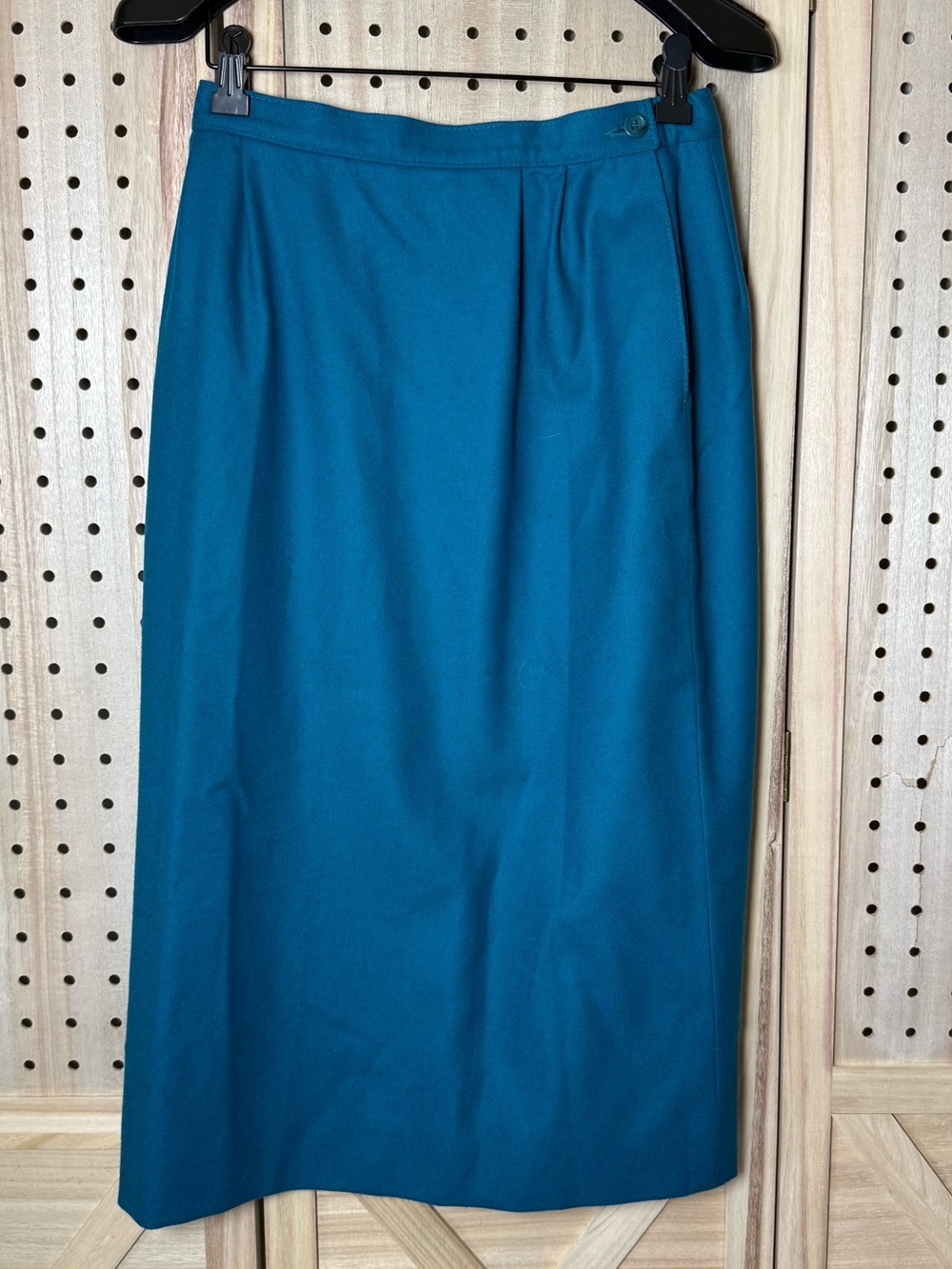 Pendleton 100% Virgin Wool High Waist Button Front Skirt Blue Size 6 Vintage
